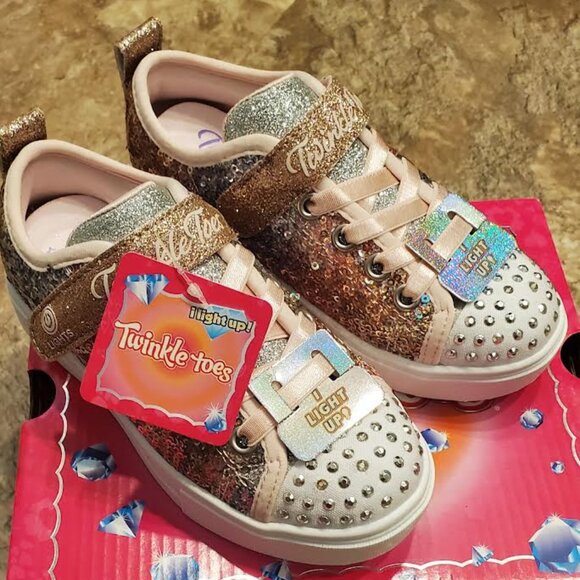 Twinkle Toes-Light Up Twinkle Sparks- Sequin Flash-Girls Size 11 - Picture 1 of 9